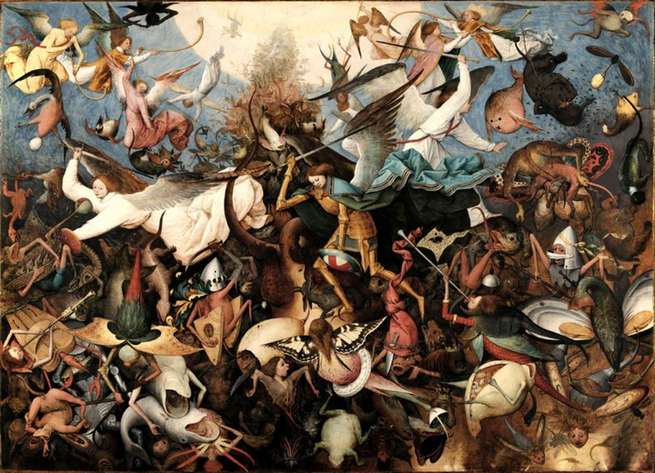 La caduta degli angeli ribelli, olio su tavola, Pieter Bruegel il Vecchio. 1562